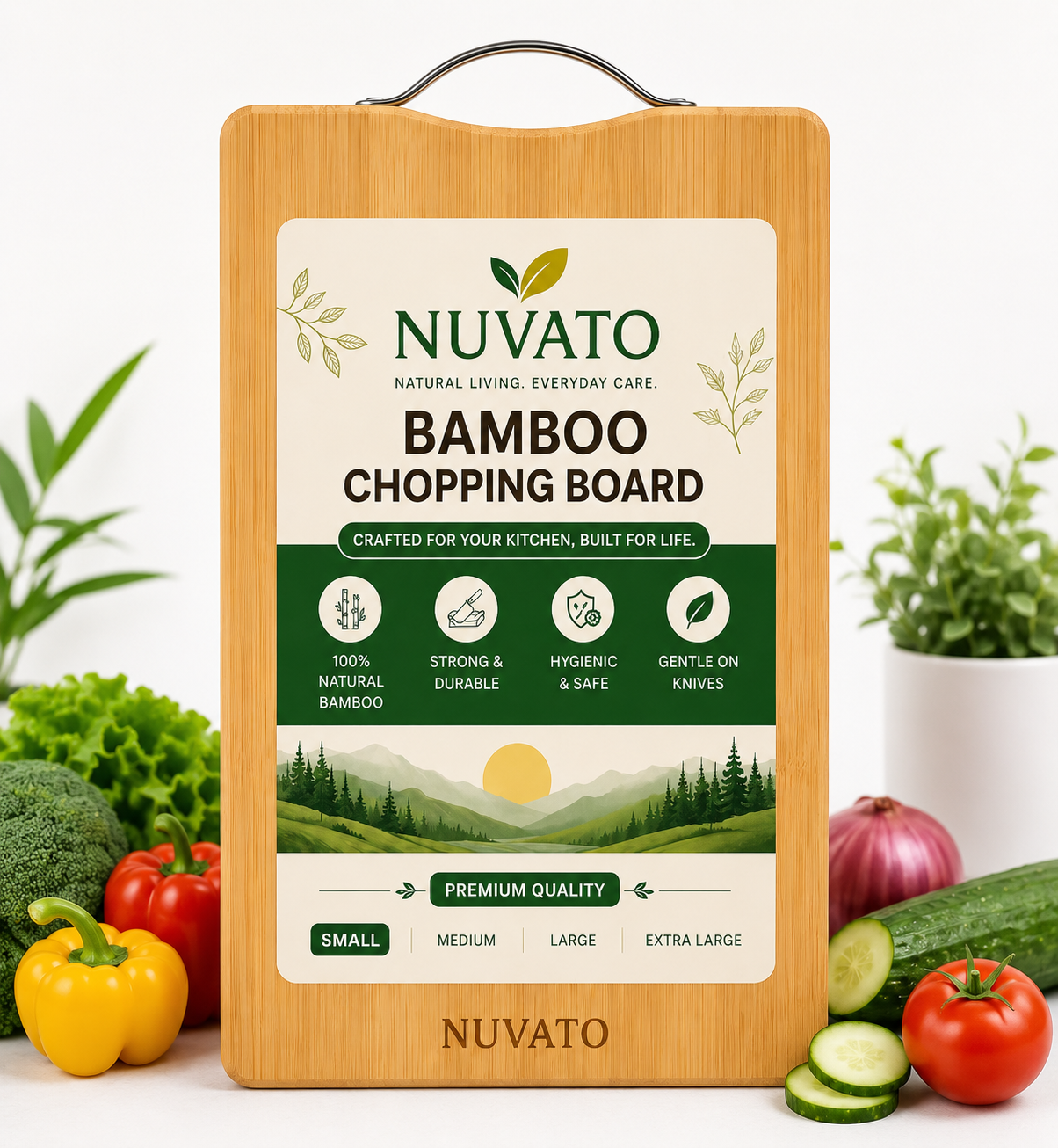 Nuvato Bamboo Chopping Board – Premium Kitchen Cutting Board