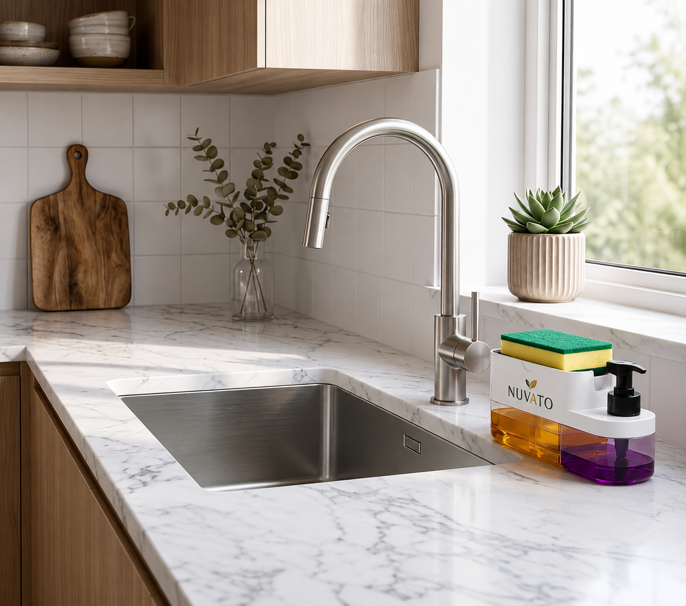 Nuvato 3-in-1 Soap Dispenser – Liquid Soap, Dishwash & Lotion Dispenser