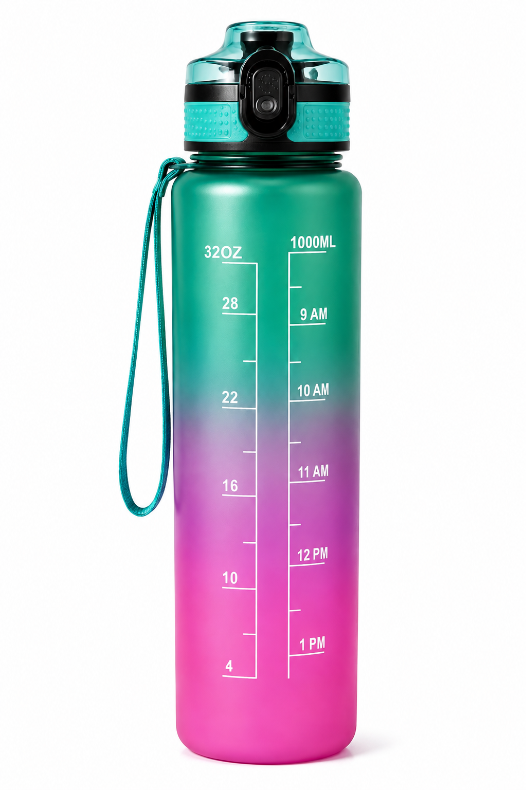 Nuvato 1L Motivational Water Bottle with Straw & Time Marker