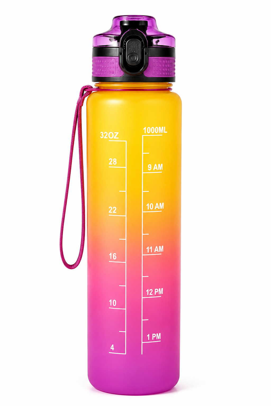 Nuvato 1L Motivational Water Bottle with Straw & Time Marker