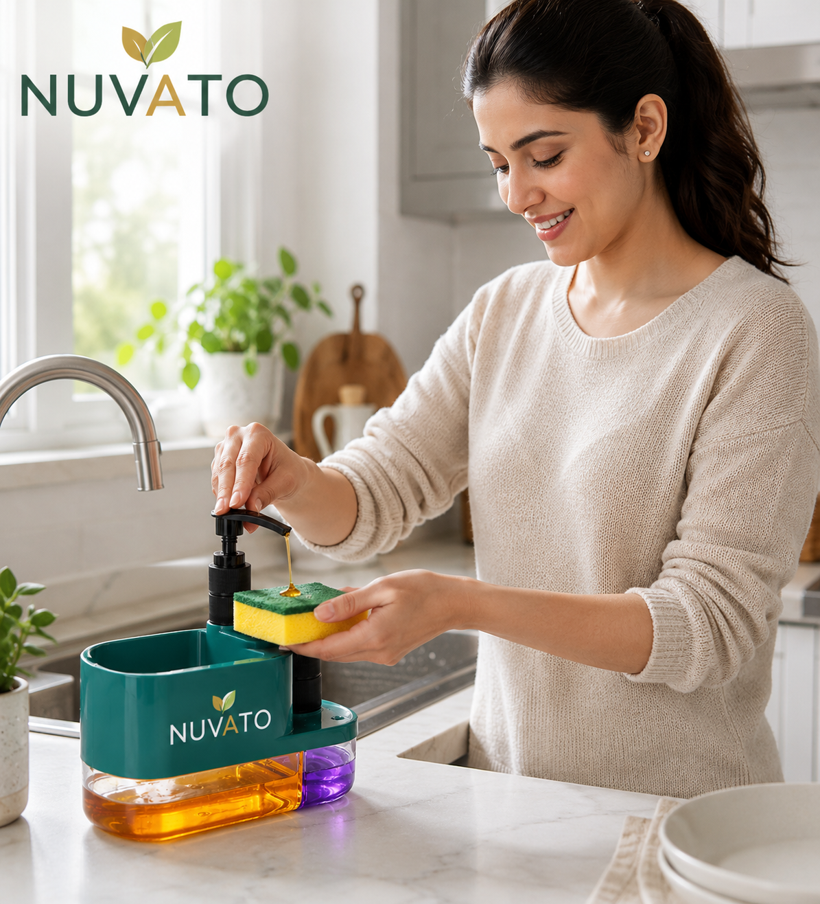 Nuvato 3-in-1 Soap Dispenser – Liquid Soap, Dishwash & Lotion Dispenser