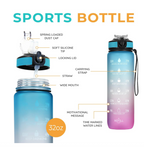 Nuvato 1L Motivational Water Bottle with Straw & Time Marker
