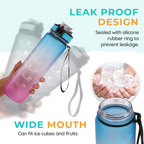 Nuvato 1L Motivational Water Bottle with Straw & Time Marker