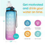 Nuvato 1L Motivational Water Bottle with Straw & Time Marker