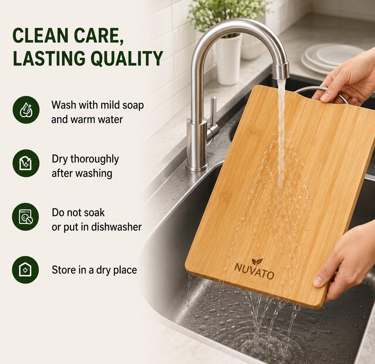 Nuvato Bamboo Chopping Board – Premium Kitchen Cutting Board