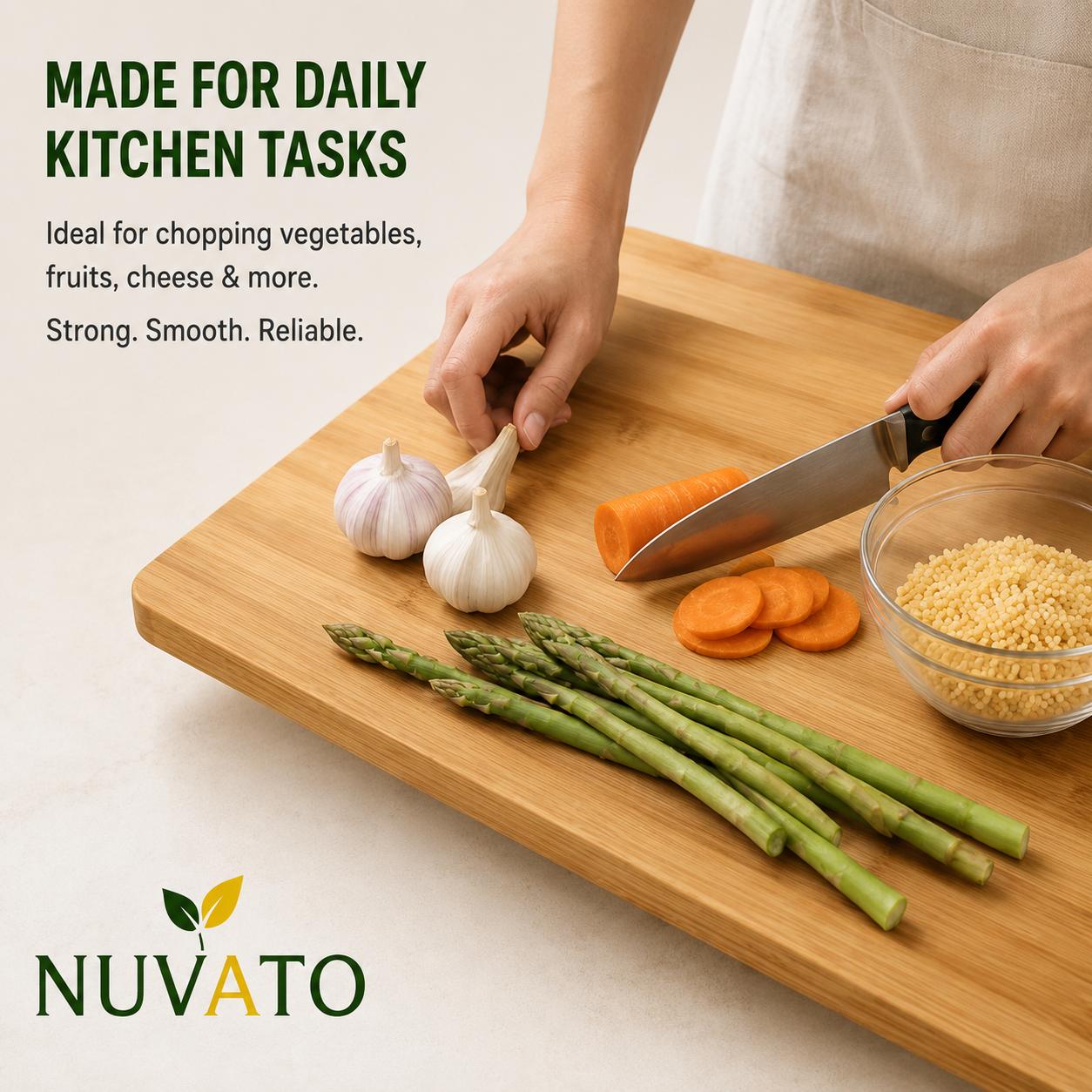 Nuvato Bamboo Chopping Board – Premium Kitchen Cutting Board
