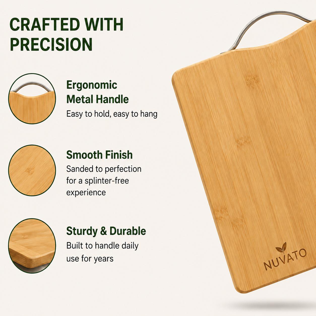 Nuvato Bamboo Chopping Board – Premium Kitchen Cutting Board